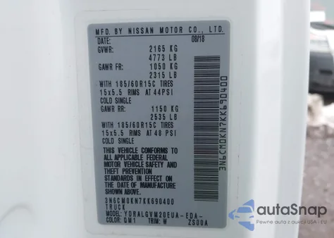 2019 Nissan Nv200 Sv из США, поврежденный, VIN 3N6CM0KN7KK690400